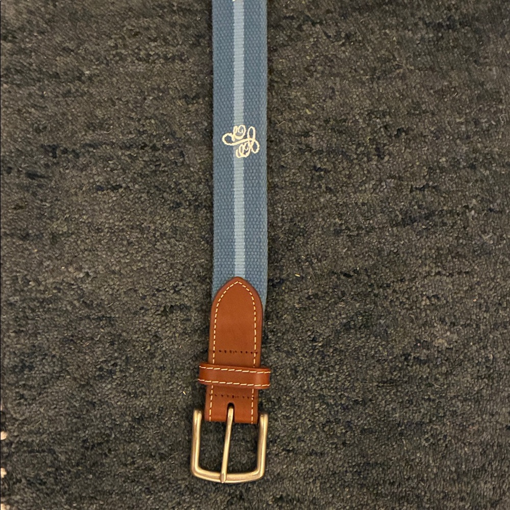 Stylish Blue Stripped Embroidered Stitched Peter Millar Men's Belt